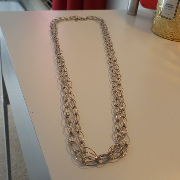 Natasha Long Silver Double-strand Necklace EUC - Picture 2 of 5